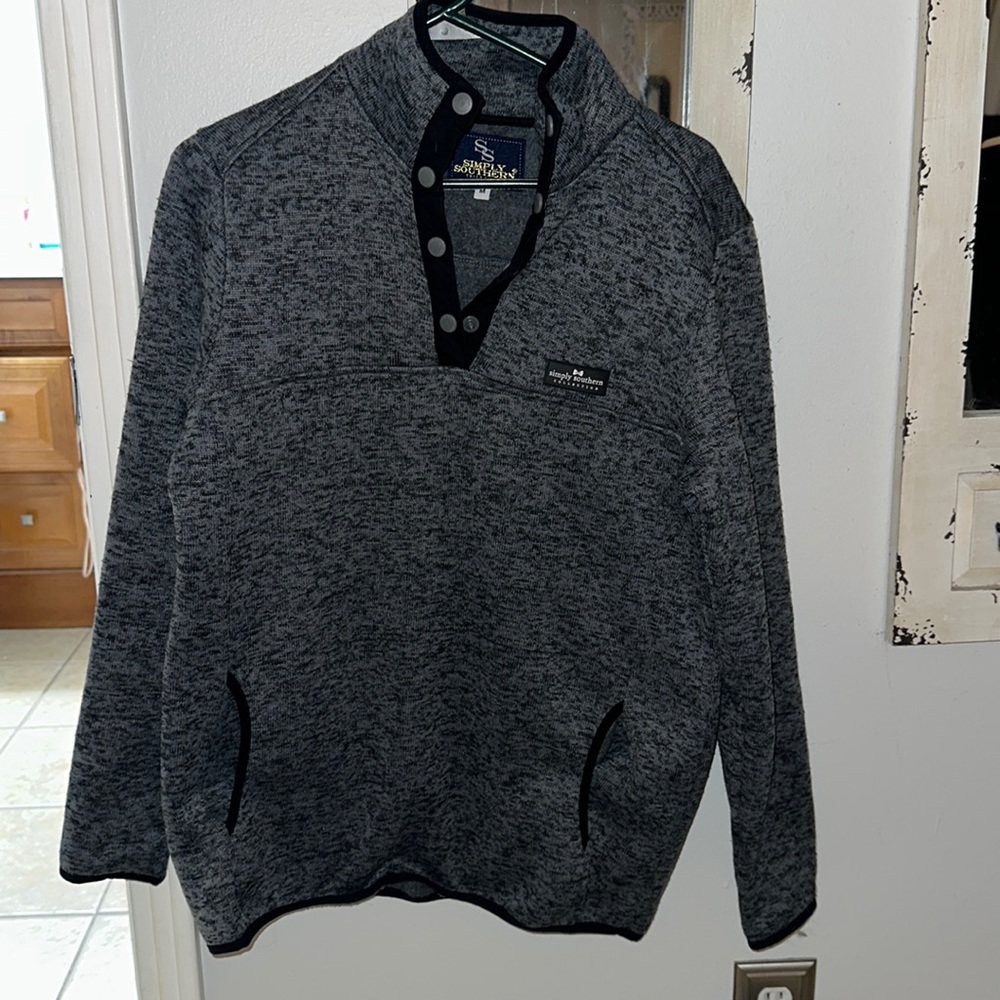 Black and gray simply Southern Henley sweatshirt.